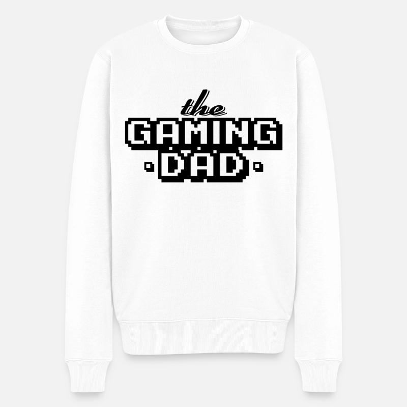 Gaming Dad Papa Vatertag Geschenk - Männer Premium Bio Pullover - Weiß