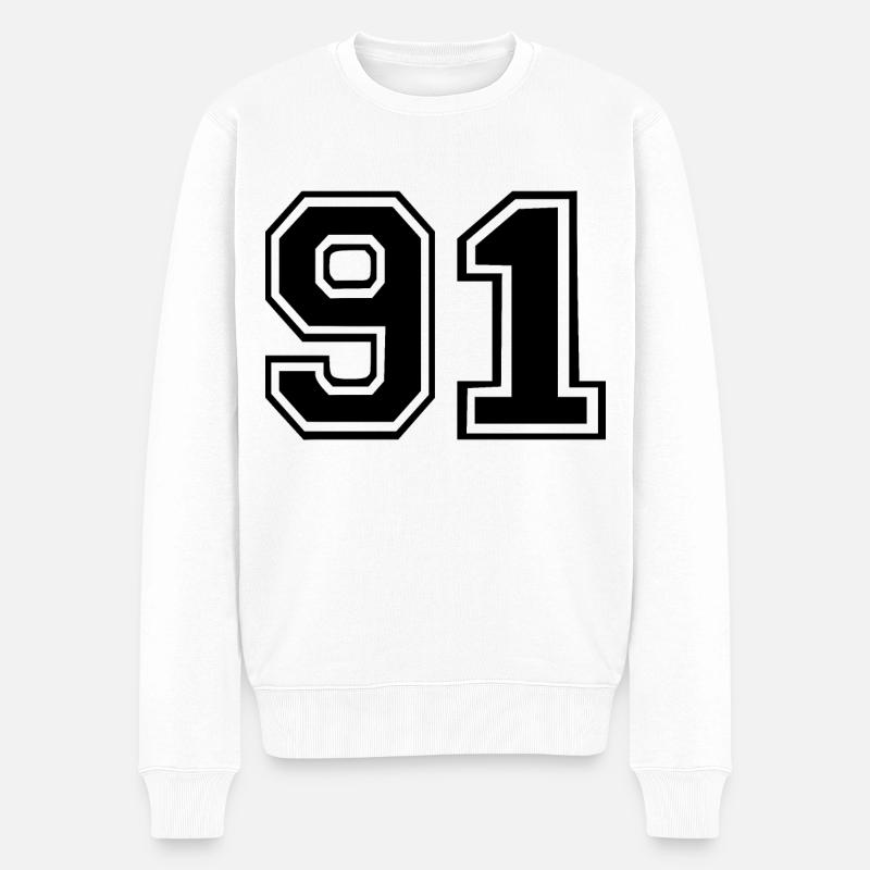 91 - Männer Premium Bio Pullover - Weiß