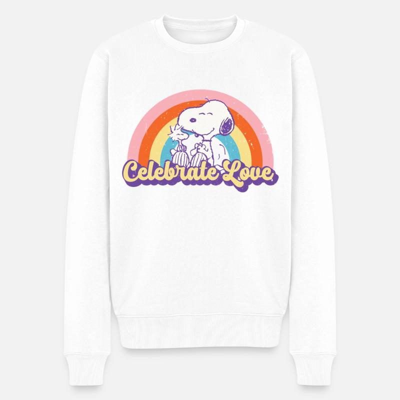 Peanuts Celebrate Love Design Mit Snoopy - Männer Premium Bio Pullover - Weiß