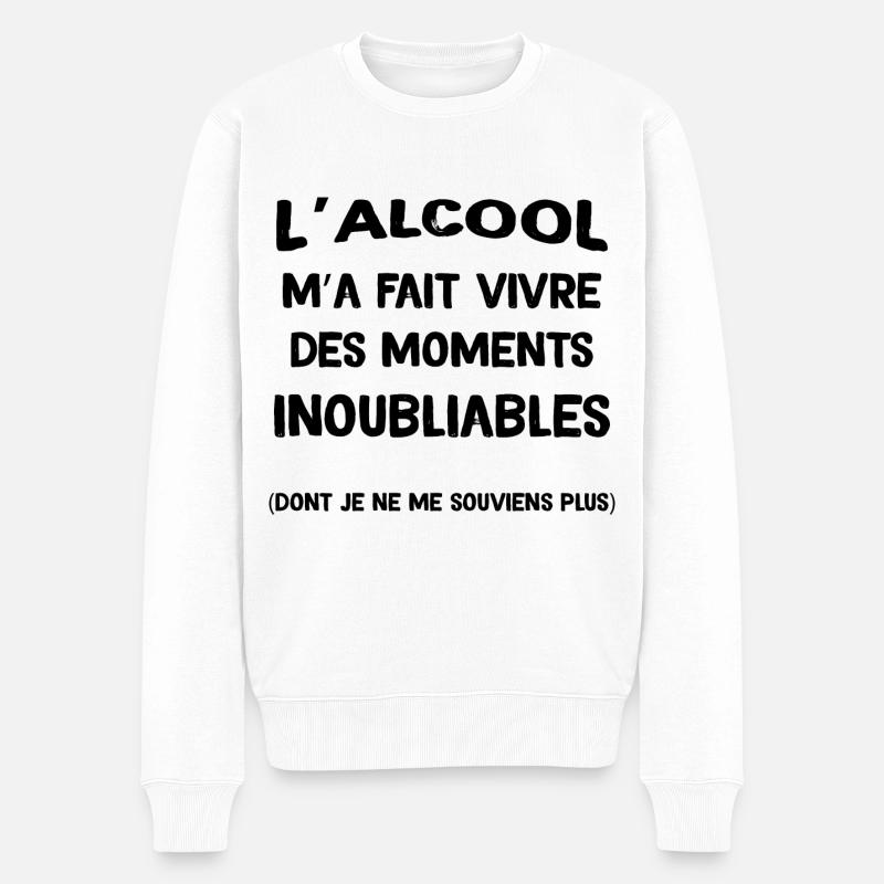 L'alcool Moments inoubliables - Pull Premium bio Homme - blanc