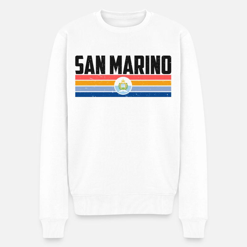 Graphique du drapeau de Saint-Marin - Pull Premium bio Homme - blanc