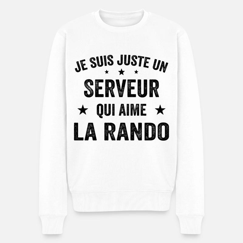 Fier d’être Serveur et Passionné de Randonnée - Pull Premium bio Homme - blanc