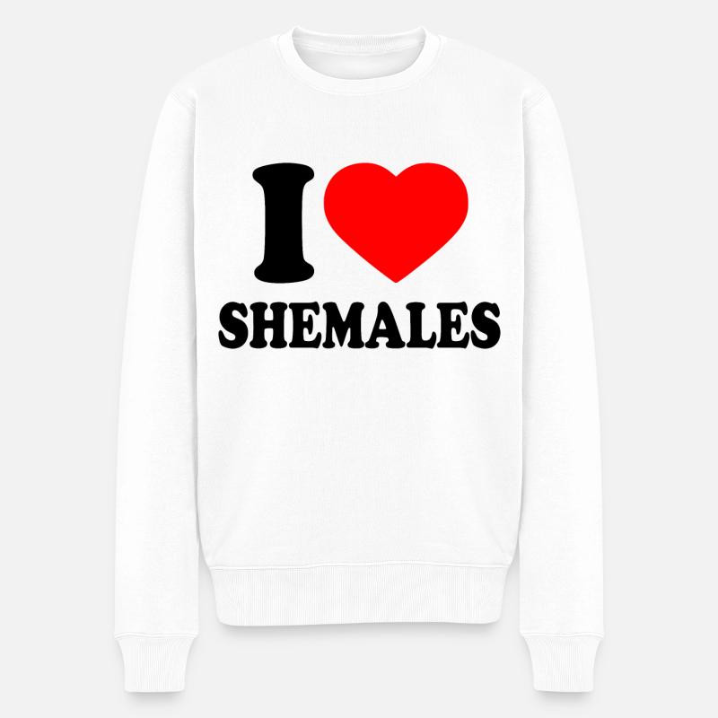 I love shemales - Männer Premium Bio Pullover - Weiß