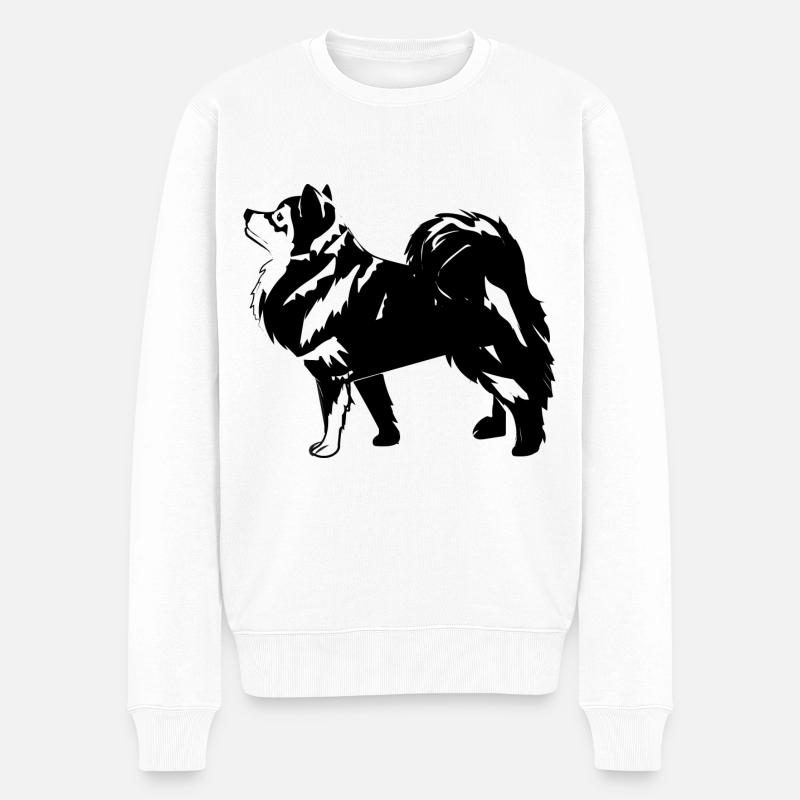 Finnischer Schoßhund im Profil - Männer Premium Bio Pullover - Weiß