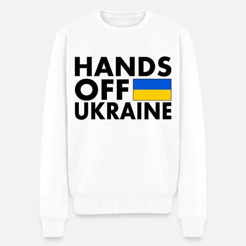 hands off ukraine - Pull Premium bio Homme - blanc