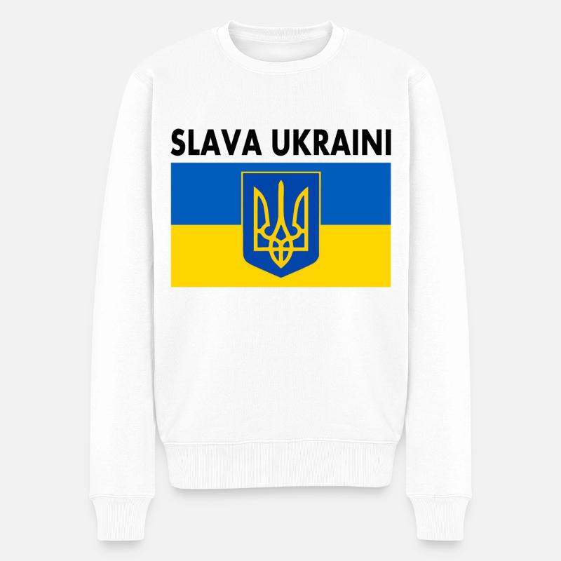 Ukraine - Männer Premium Bio Pullover - Weiß