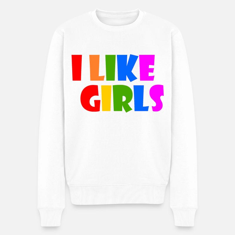 I like girls - Pull Premium bio Homme - blanc