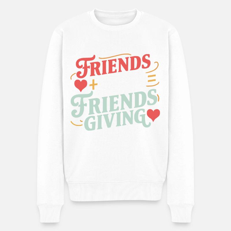 Freundschafts-erntedankfest, Dankbare Freunde - Männer Premium Bio Pullover - Weiß