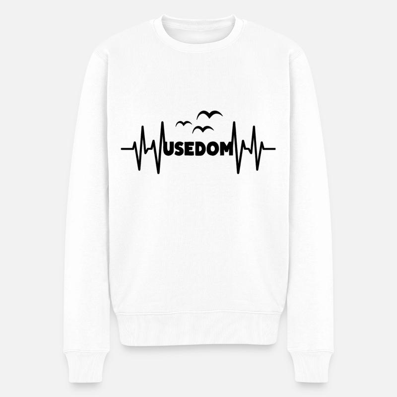 USEDOM Herzschlag Inselliebe - Männer Premium Bio Pullover - Weiß