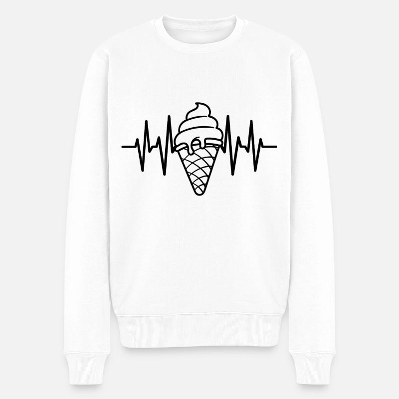 Eiscreme Liebe Eis Herzschlag - Männer Premium Bio Pullover - Weiß
