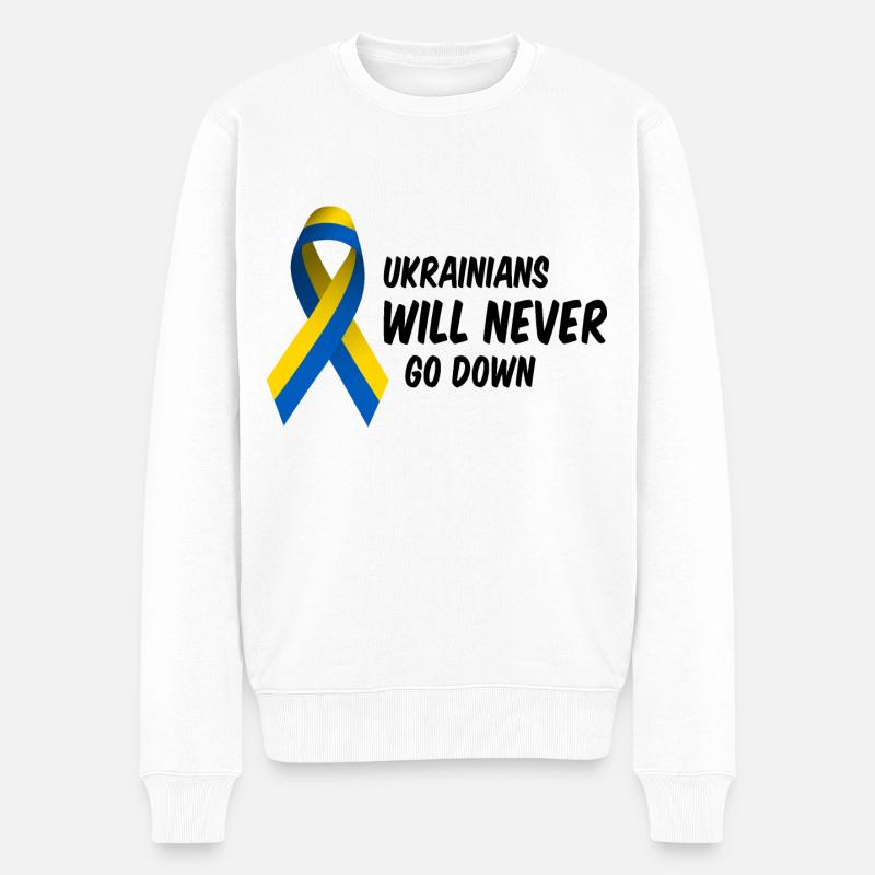 Ukraine Krieg Frieden Sieg Statement - Männer Premium Bio Pullover - Weiß