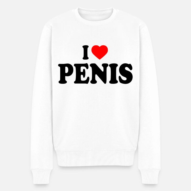 I love penis - Männer Premium Bio Pullover - Weiß