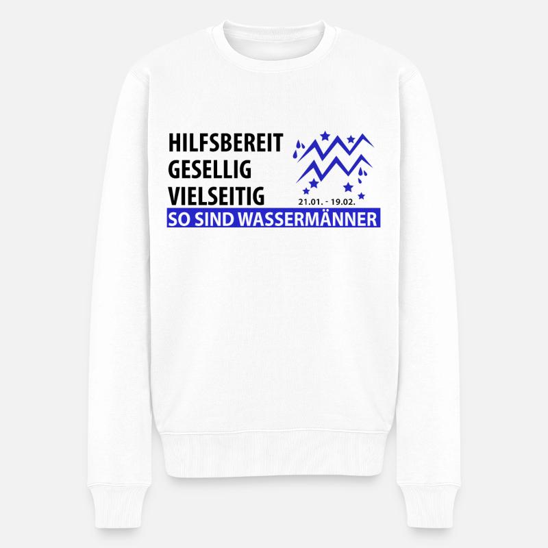 Sternzeichen Wassermann - Eigenschaften - Männer Premium Bio Pullover - Weiß