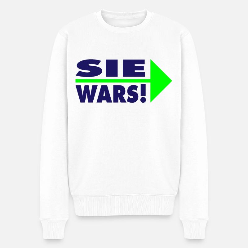 Sie wars! Partner- oder Partyshirt - Männer Premium Bio Pullover - Weiß
