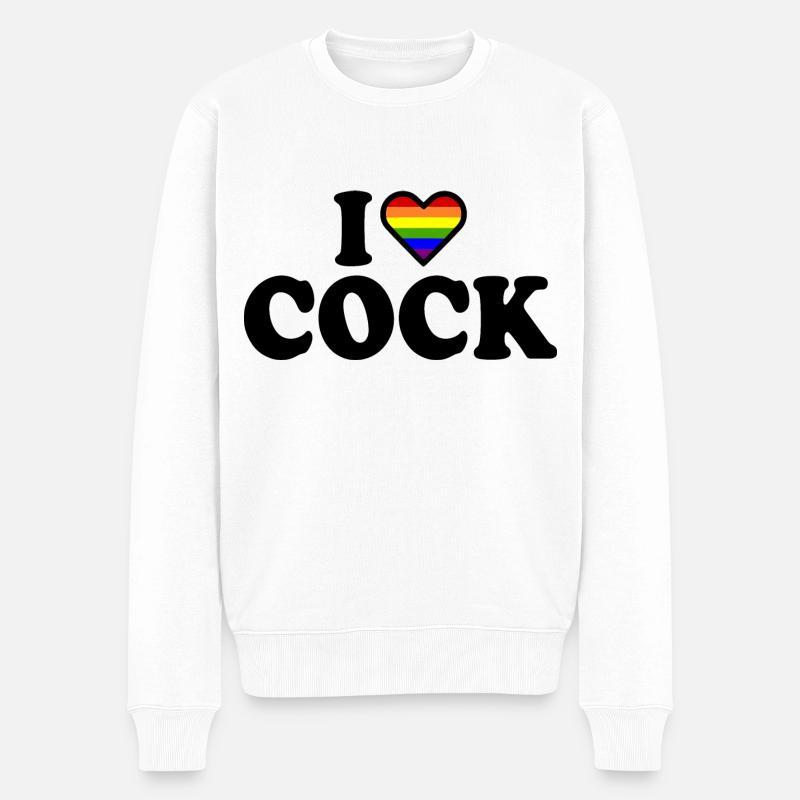 I love cock - Männer Premium Bio Pullover - Weiß