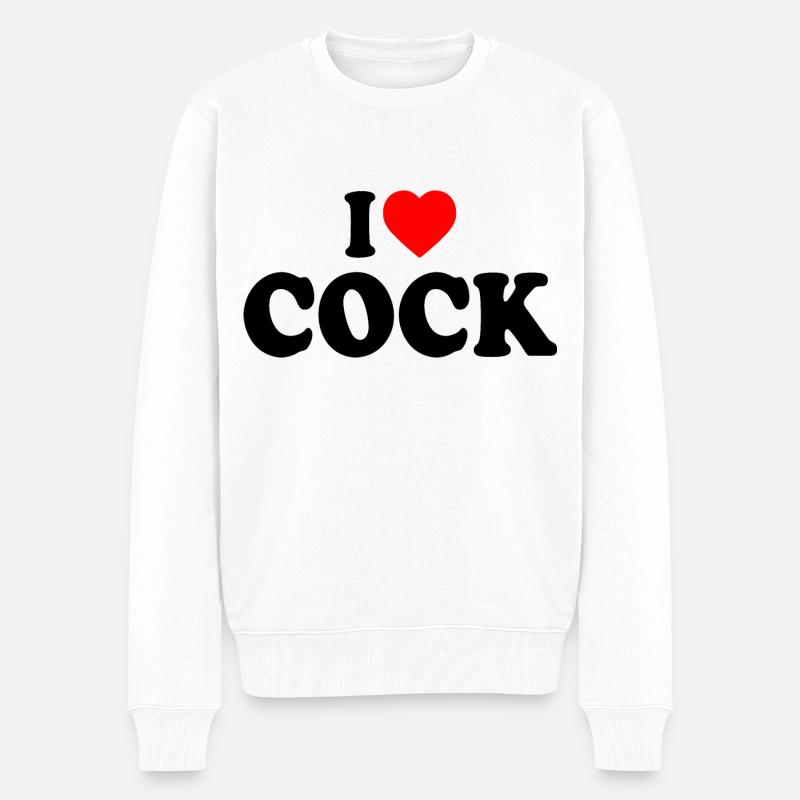 I love cock - Männer Premium Bio Pullover - Weiß