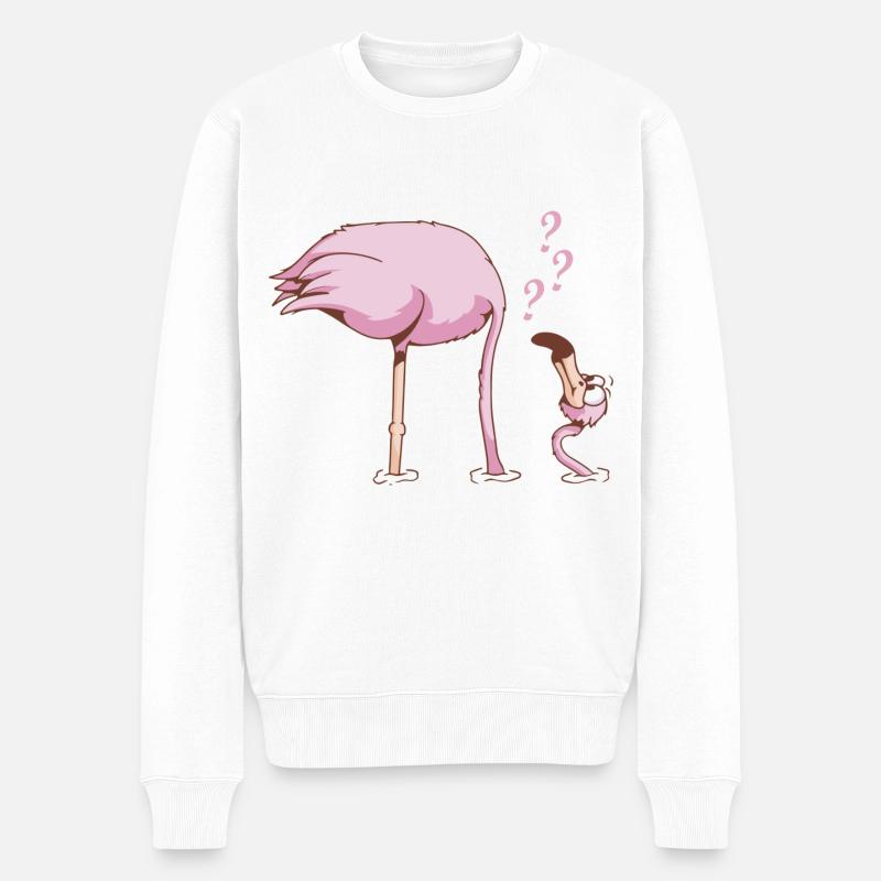 irritierter FLAMINGO - Männer Premium Bio Pullover - Weiß