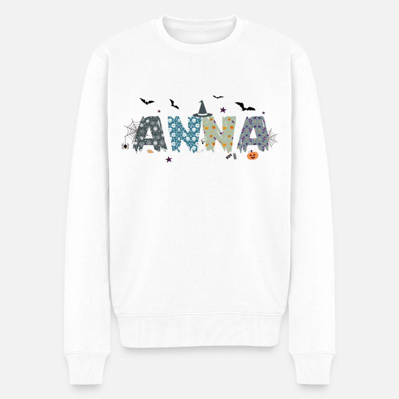 Anna Namensmädchen, HALLOWEEN - Männer Premium Bio Pullover - Weiß