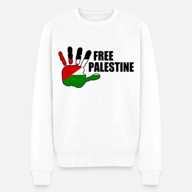 Free palestine - Männer Premium Bio Pullover - Weiß