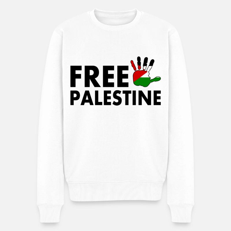Free palestine - Männer Premium Bio Pullover - Weiß
