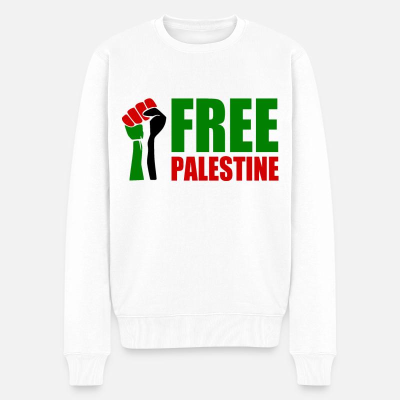 Free palestine - Männer Premium Bio Pullover - Weiß