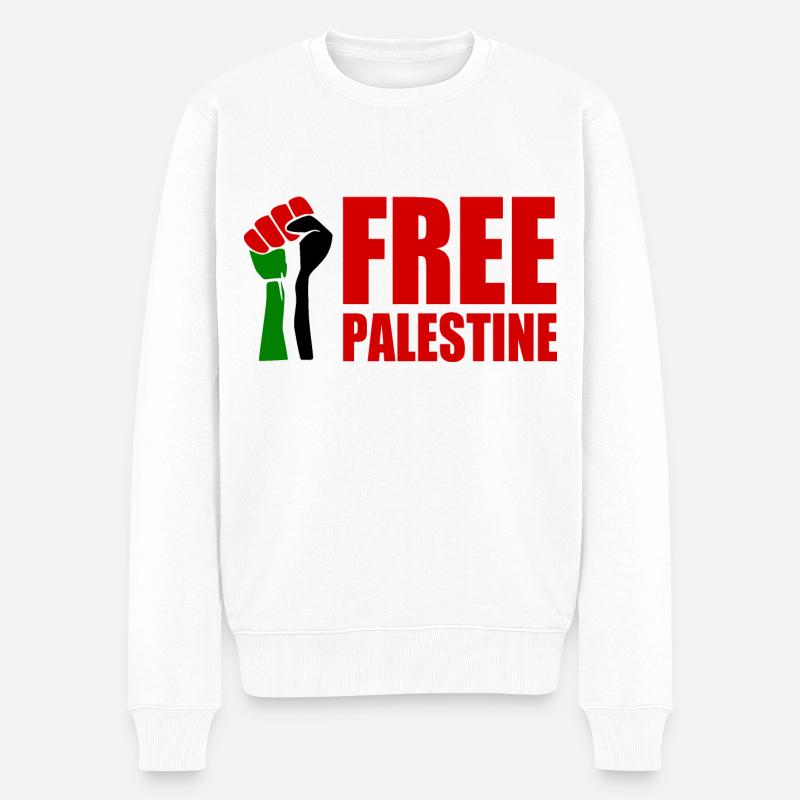 Free palestine - Männer Premium Bio Pullover - Weiß