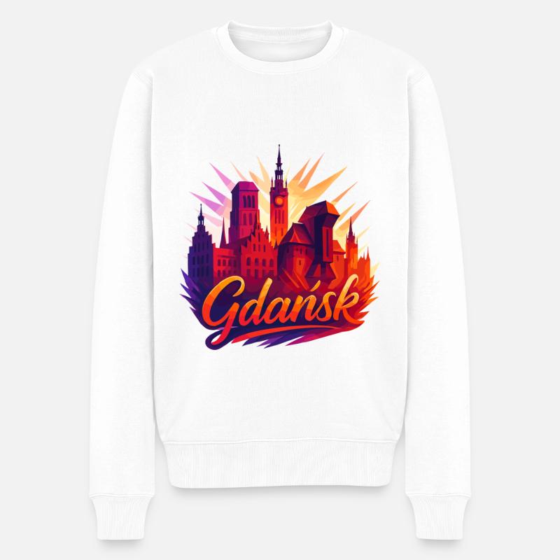 Danzig Gdańsk Goldene Stadt Ostsee Polen Geschenk - Männer Premium Bio Pullover - Weiß