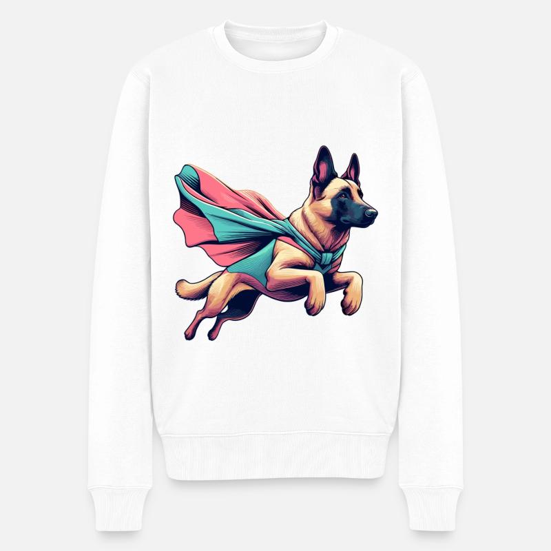 Super Hund Belgischer Schäferhund Cape Geschenk - Männer Premium Bio Pullover - Weiß
