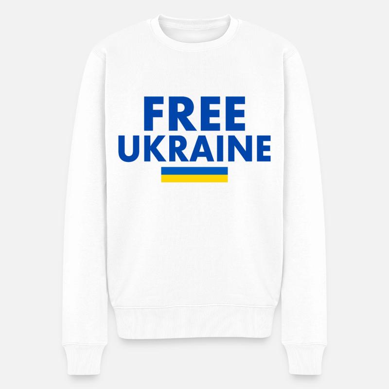 Ukraine - Männer Premium Bio Pullover - Weiß