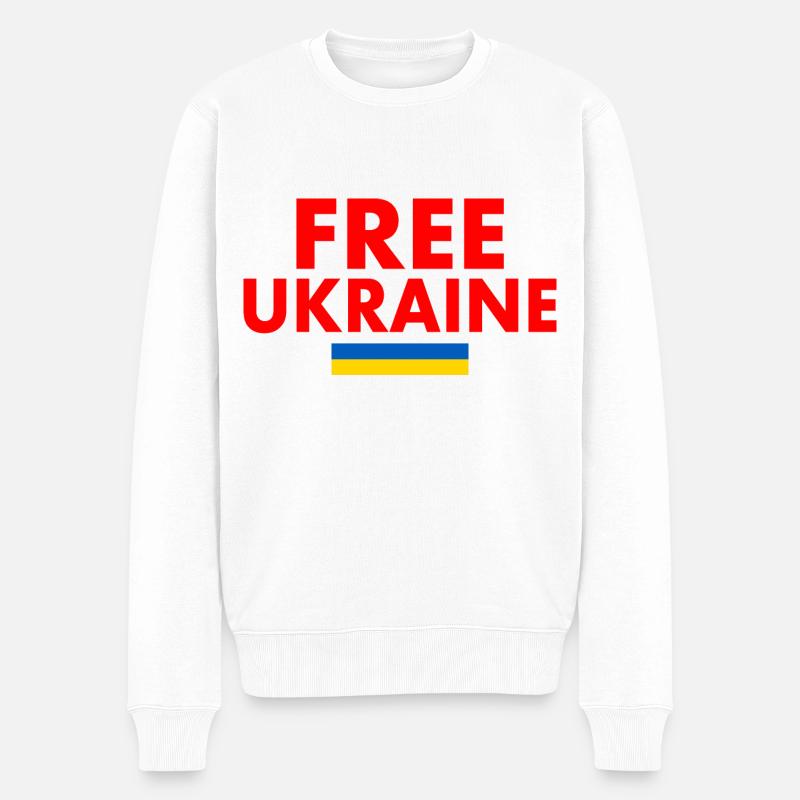 Free ukraine - Pull Premium bio Homme - blanc