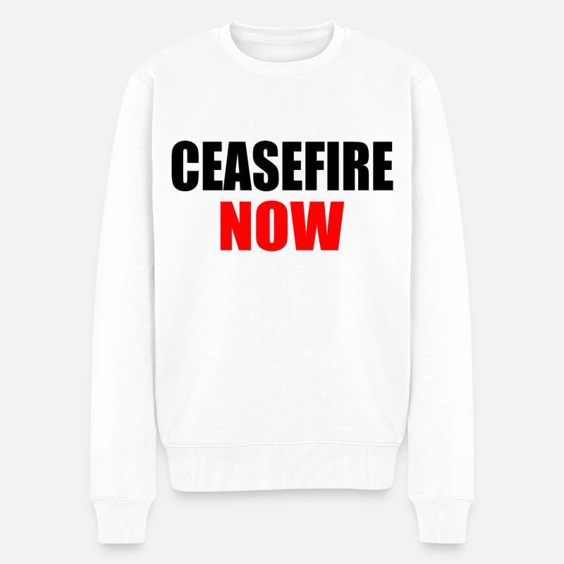 Ceasefire now - Pull Premium bio Homme - blanc