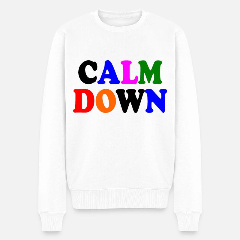 Calm down - Männer Premium Bio Pullover - Weiß