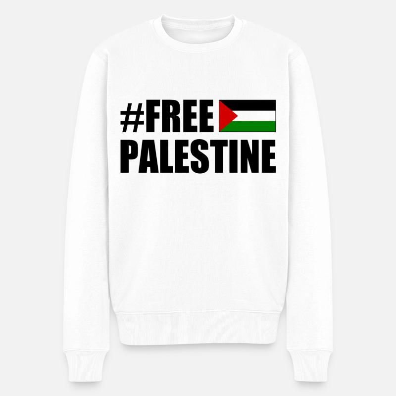 Free palestine - Männer Premium Bio Pullover - Weiß
