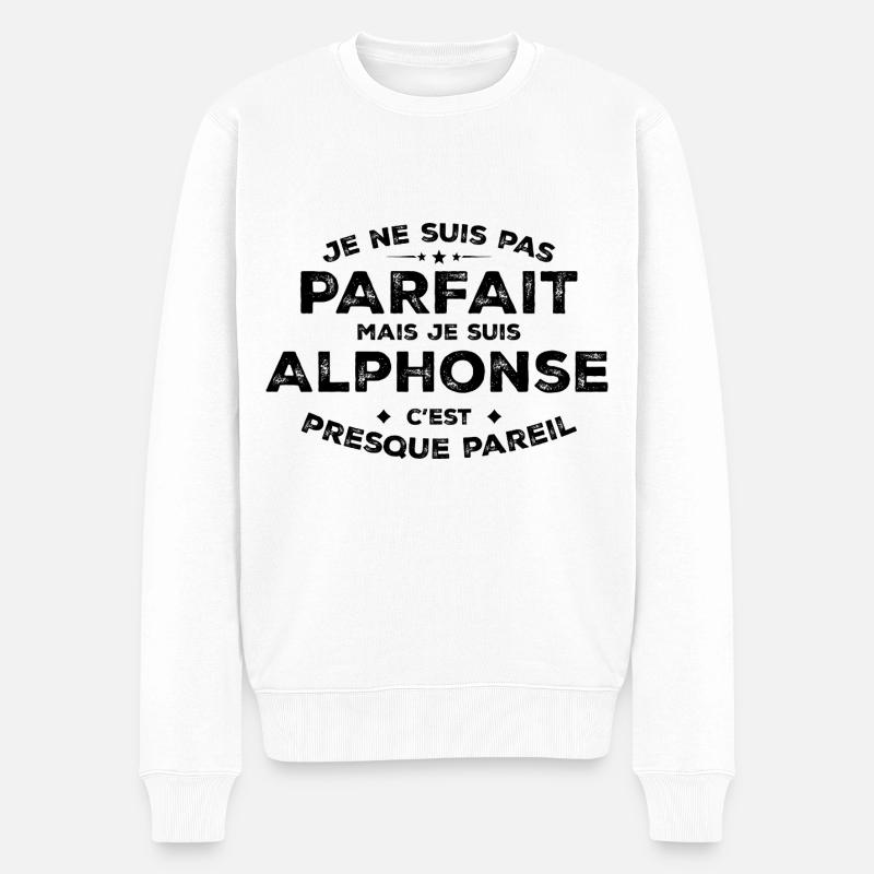 Alphonse Un Prénom, Une Attitude L’Humour Alphonse - Pull Premium bio Homme - blanc