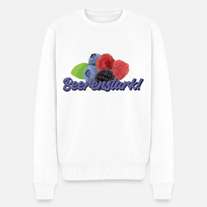 Beerenstark Himbeeren Blaubeeren Brombeeren - Männer Premium Bio Pullover - Weiß