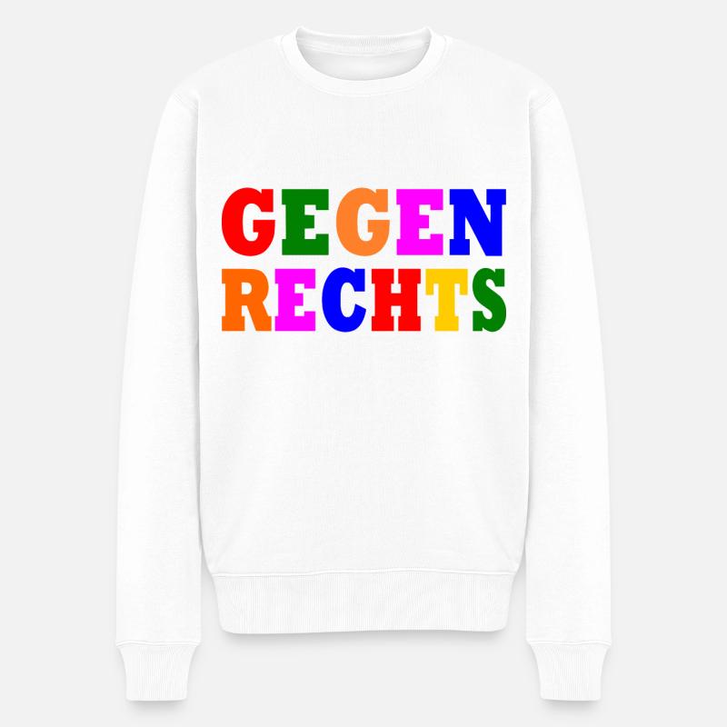Gegen rechts - Männer Premium Bio Pullover - Weiß