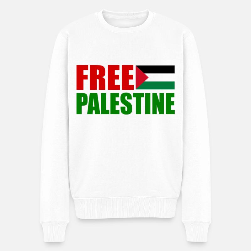 Free palestine - Männer Premium Bio Pullover - Weiß