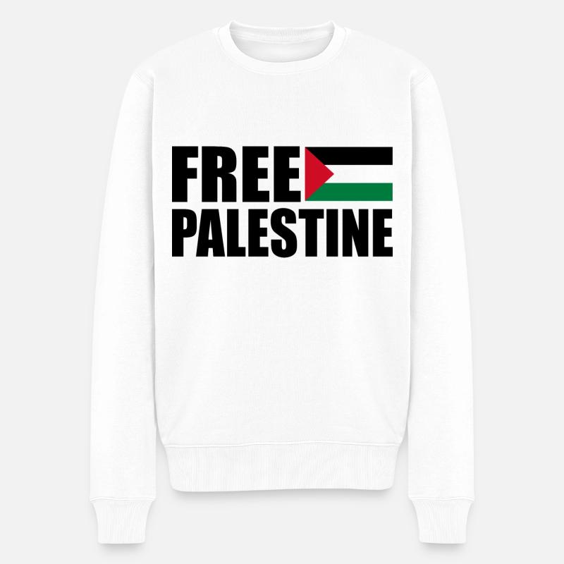 Free palestine - Männer Premium Bio Pullover - Weiß
