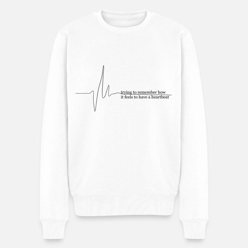 Heartbeat black - Männer Premium Bio Pullover - Weiß