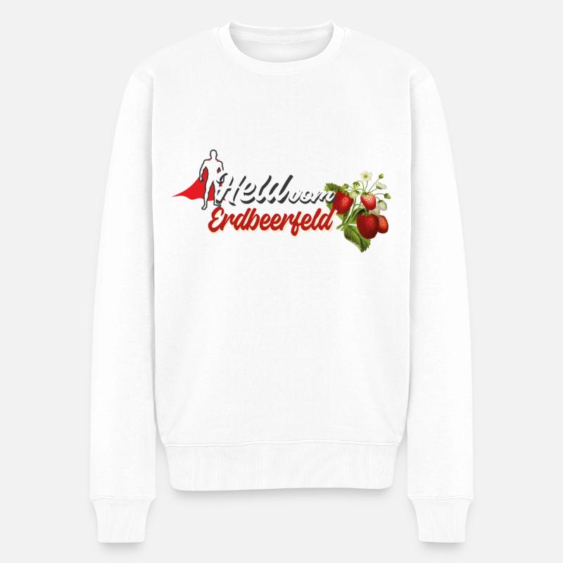 Held vom Erdbeerfeld - Beeren Früchte Spruch - Männer Premium Bio Pullover - Weiß