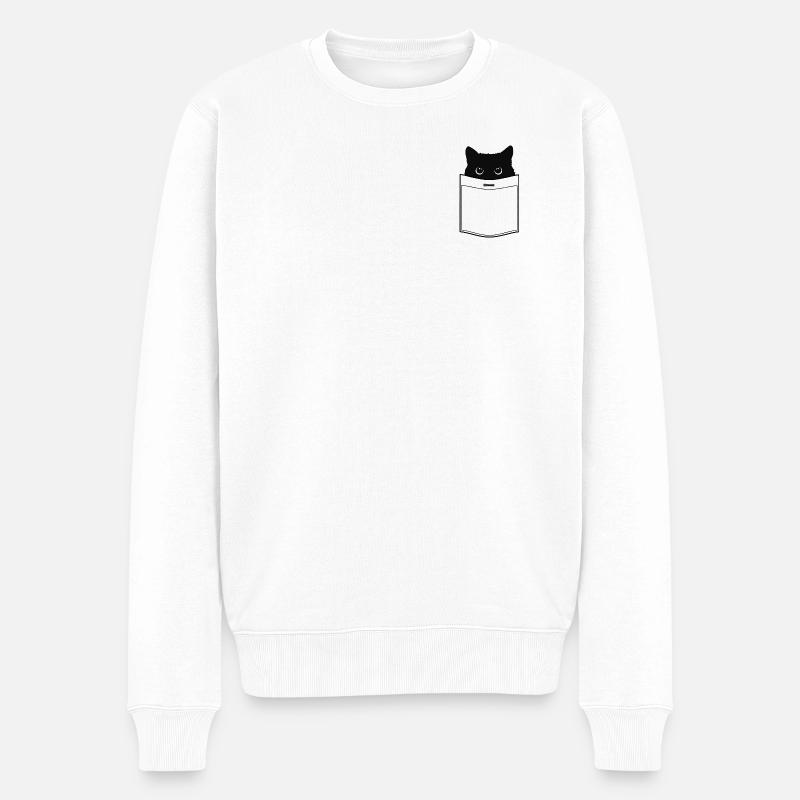 Katze in Tasche - Männer Premium Bio Pullover - Weiß