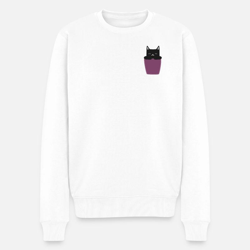 Chat dans la poche poitrine - Pull Premium bio Homme - blanc