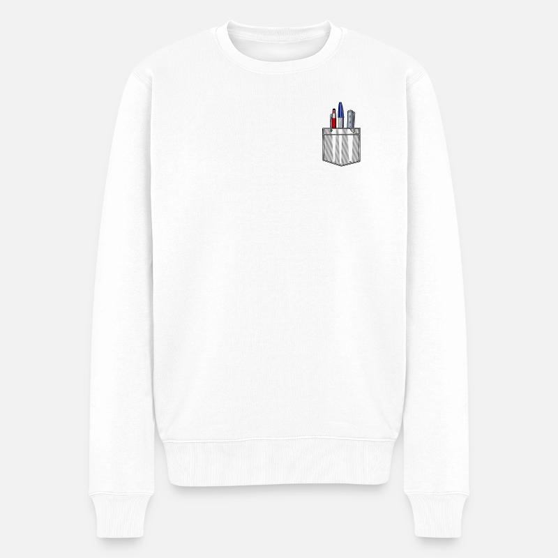 Poche chemise avec ustensiles d’écriture - Pull Premium bio Homme - blanc