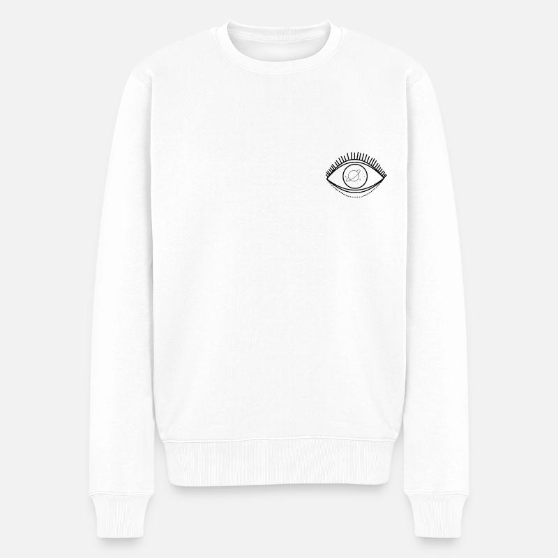 Auge Planeten Sterne - Männer Premium Bio Pullover - Weiß