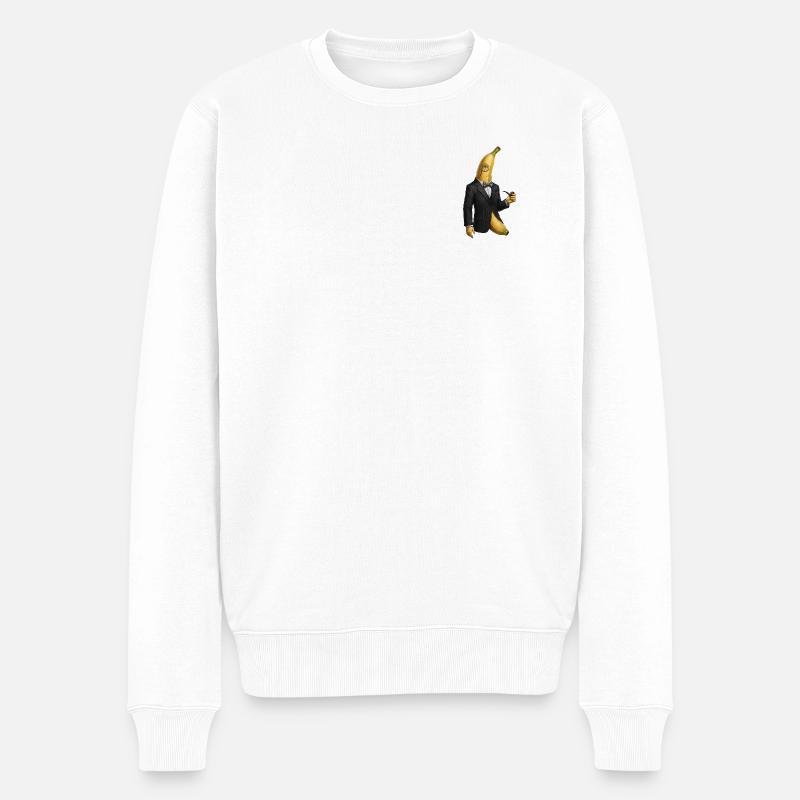 Banane élégante avec smoking et monocle - Pull Premium bio Homme - blanc