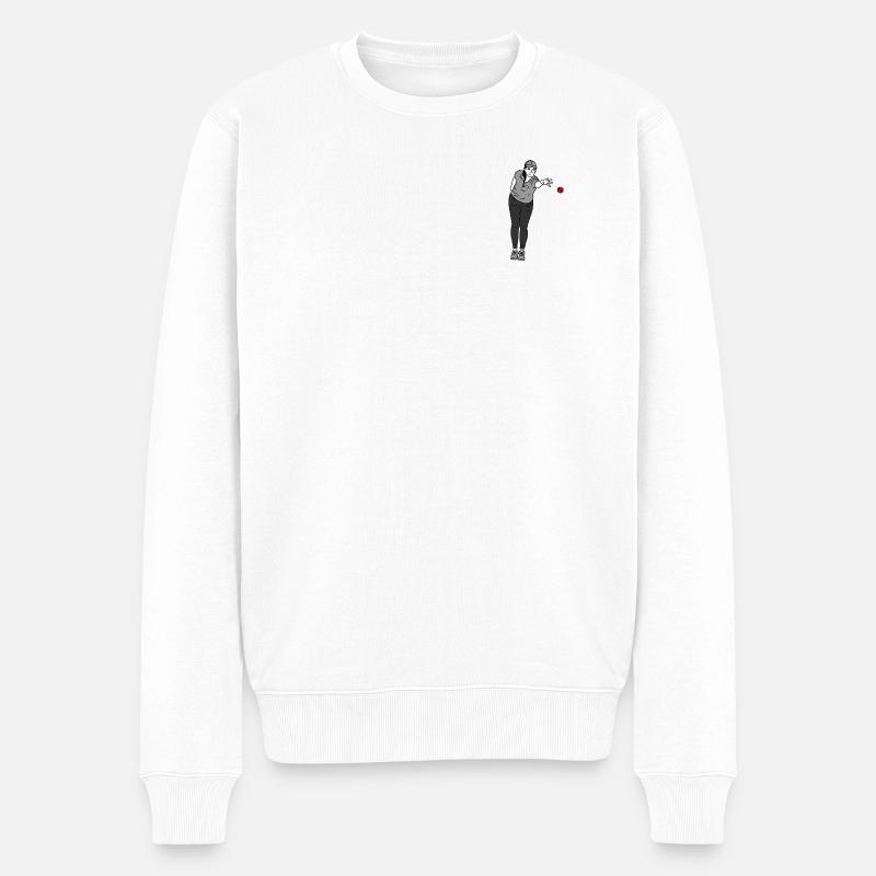 Petanque Spielerin Linkshänderin - Männer Premium Bio Pullover - Weiß