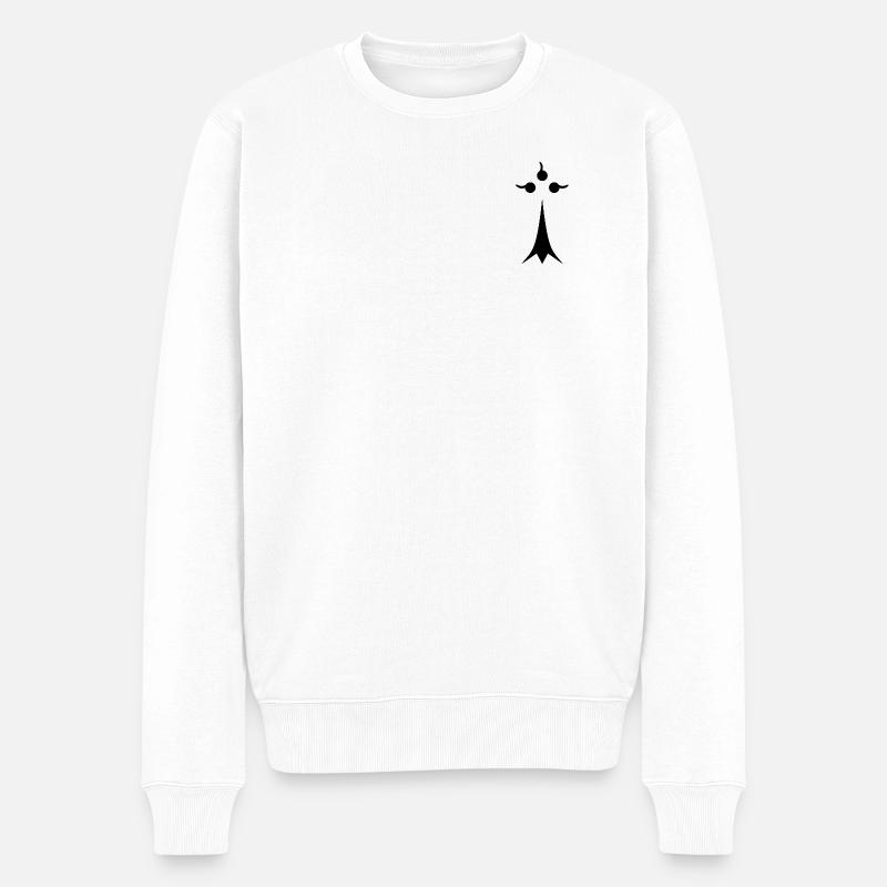 Schwarzer minimalistischer Hermelin - Männer Premium Bio Pullover - Weiß
