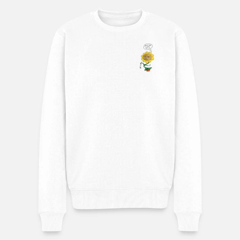 Sonnenblume Gesichtswitz - Männer Premium Bio Pullover - Weiß