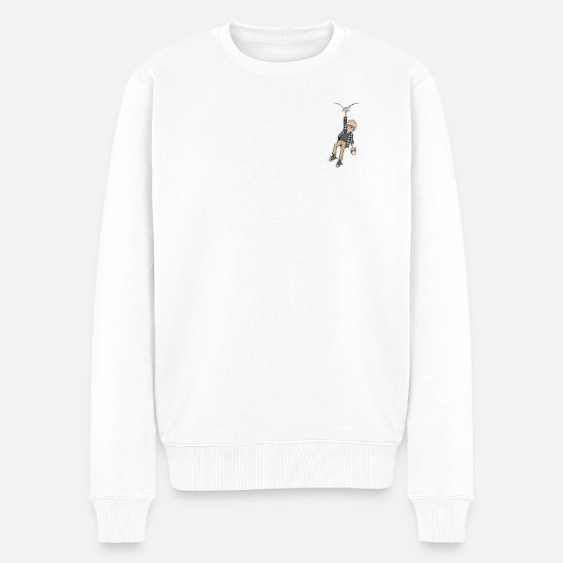 Fröhlicher Großvater Kaffee - Männer Premium Bio Pullover - Weiß