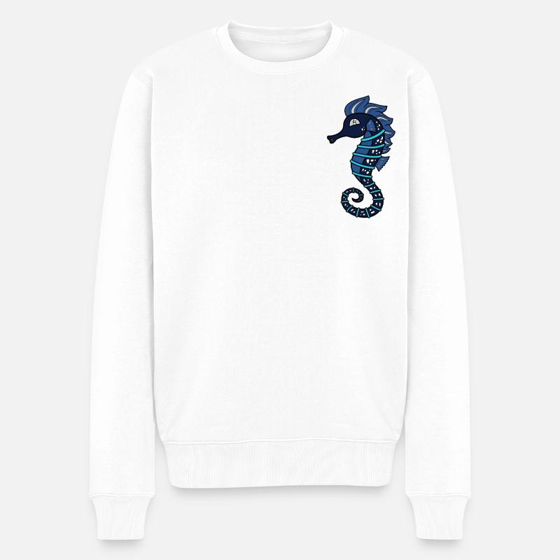 Seepferdchen Logo - Männer Premium Bio Pullover - Weiß